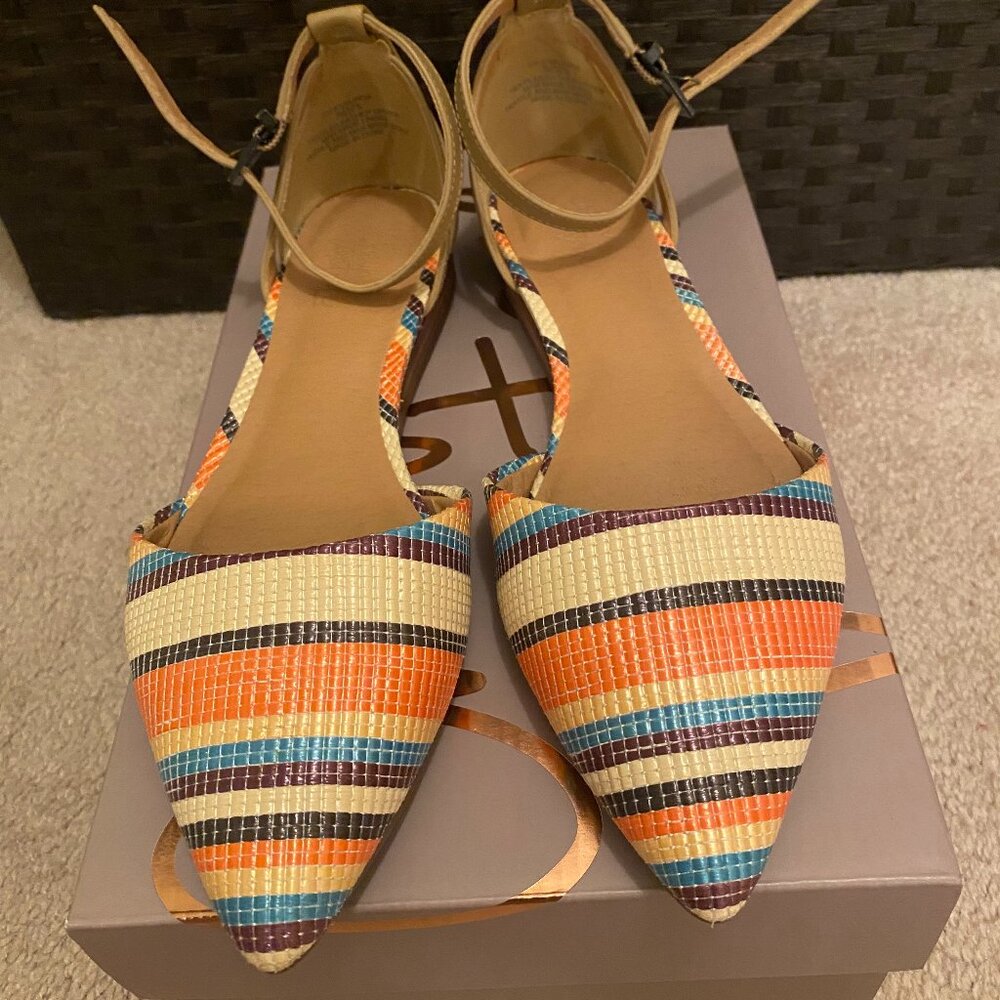 Women's Flats- Ankle Strap- Pointy Toe- Size 7- Multi-Color